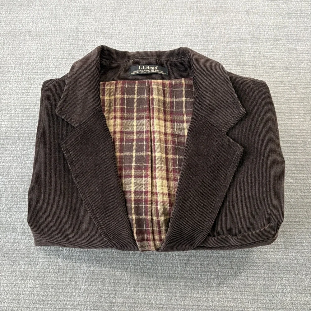 LL Bean Sports Coat Men 42 Tall Chocolate Brown Corduroy Jacket Outdoors Academy